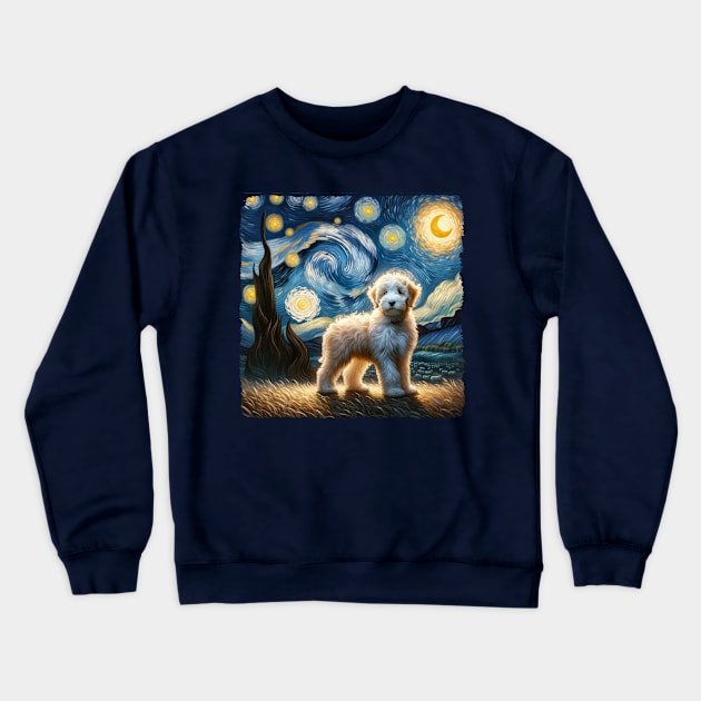 Starry Old English Sheepdog Portrait - Dog Portrait Crewneck Sweatshirt by starry_night